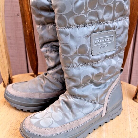 New Coach Demure Gray Nylon Boot Size Women’s 6 1/2 B - Picture 1 of 16